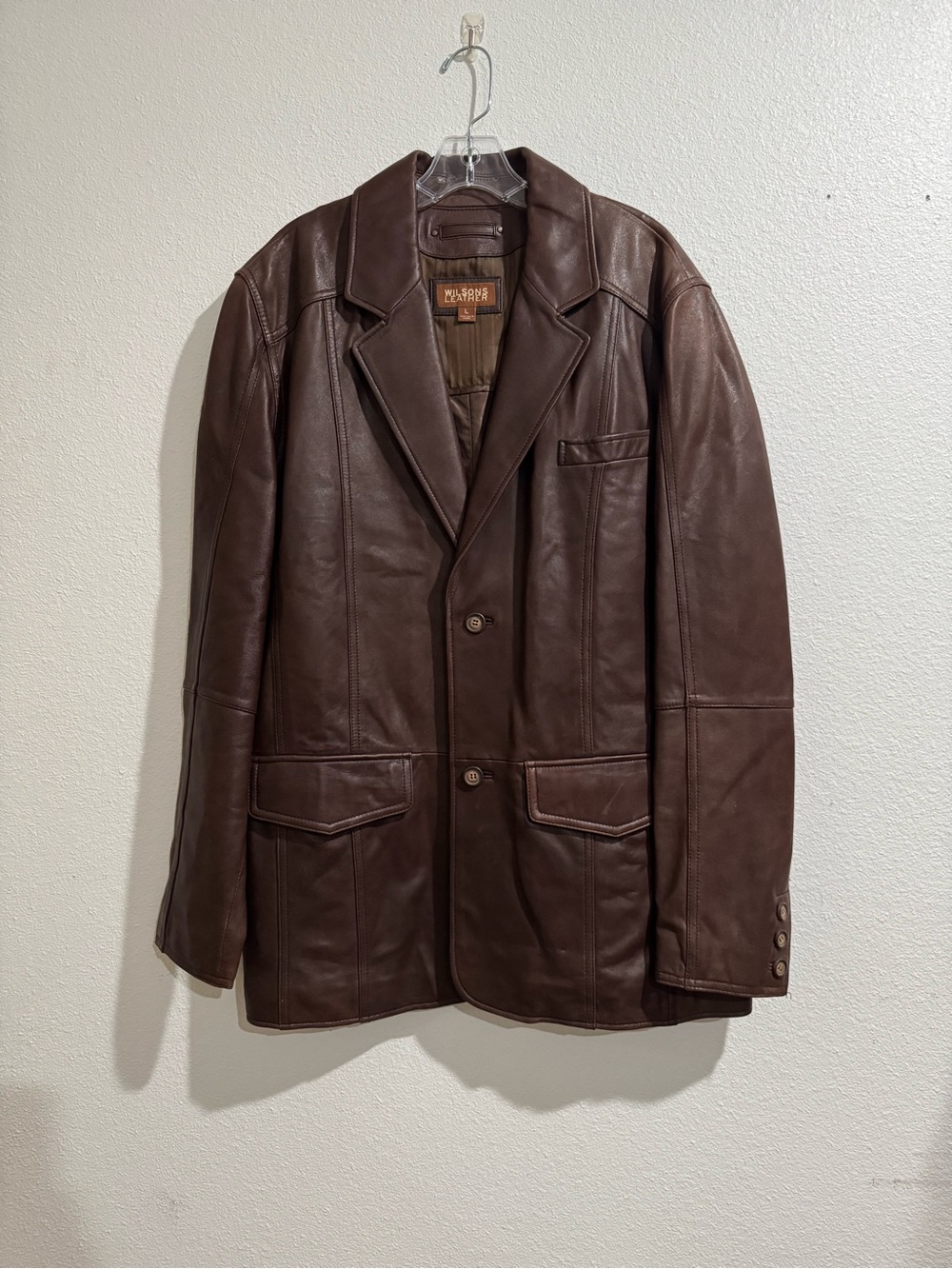 Classic Men's Brown Leather Jacket Blazer
